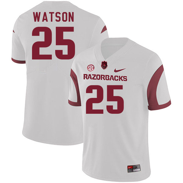 Men #25 Braylon Watson Arkansas Razorback College Football Jerseys Stitched Sale-White